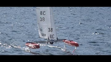 Mini40 flying in gusty wind at Fühlinger See