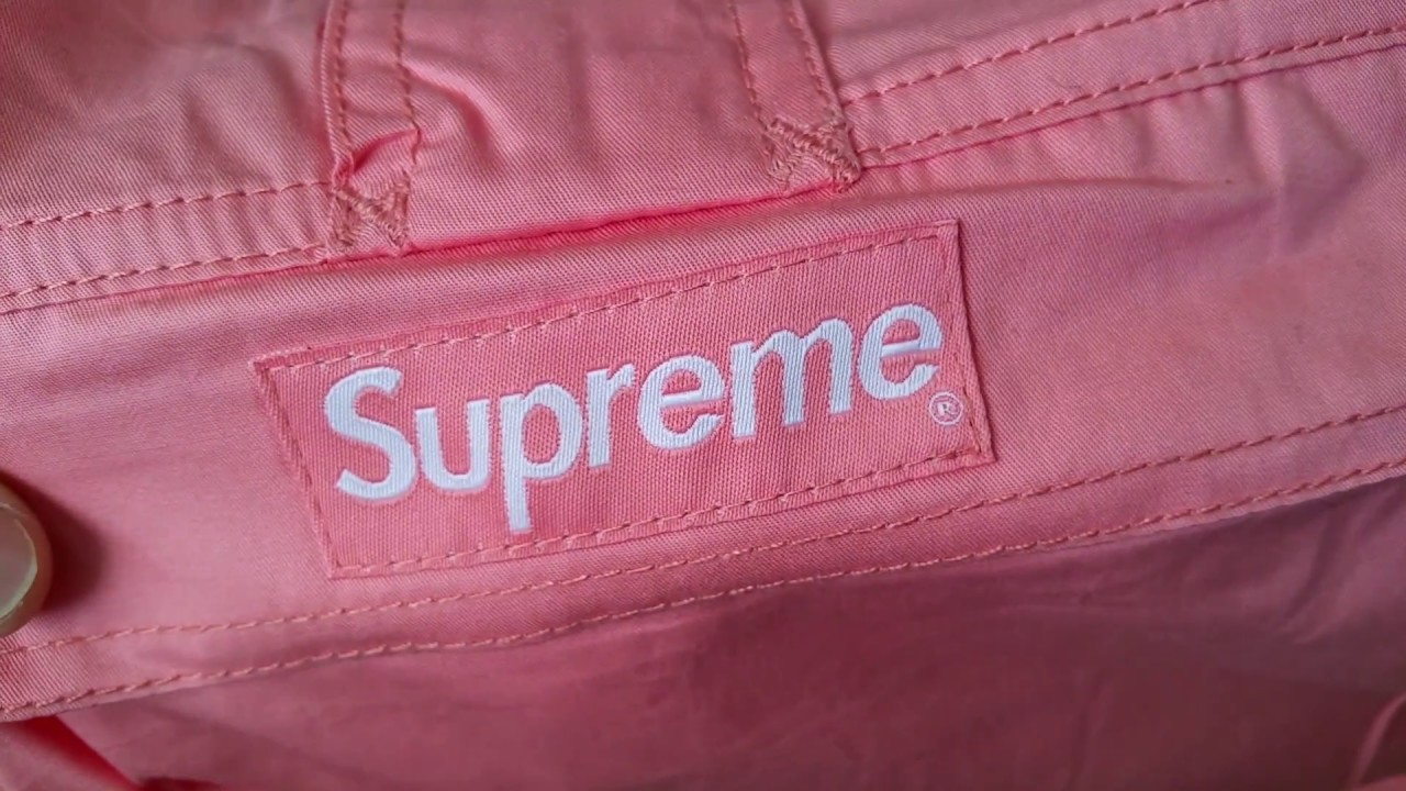 Unboxing Supreme Taped Seam Anorak Light Coral Peach Pink Hooded Jacket Full HD 2017