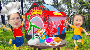 Changcady review lều cắm trại hình siêu nhân người nhện, chế tạo quạt năng lượng mặt trời