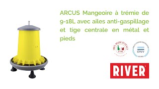 Arcus Mangeoire À Trémie De 9-18L Avec Ailes Anti-Gaspillage Et Tige Centrale En Métal
