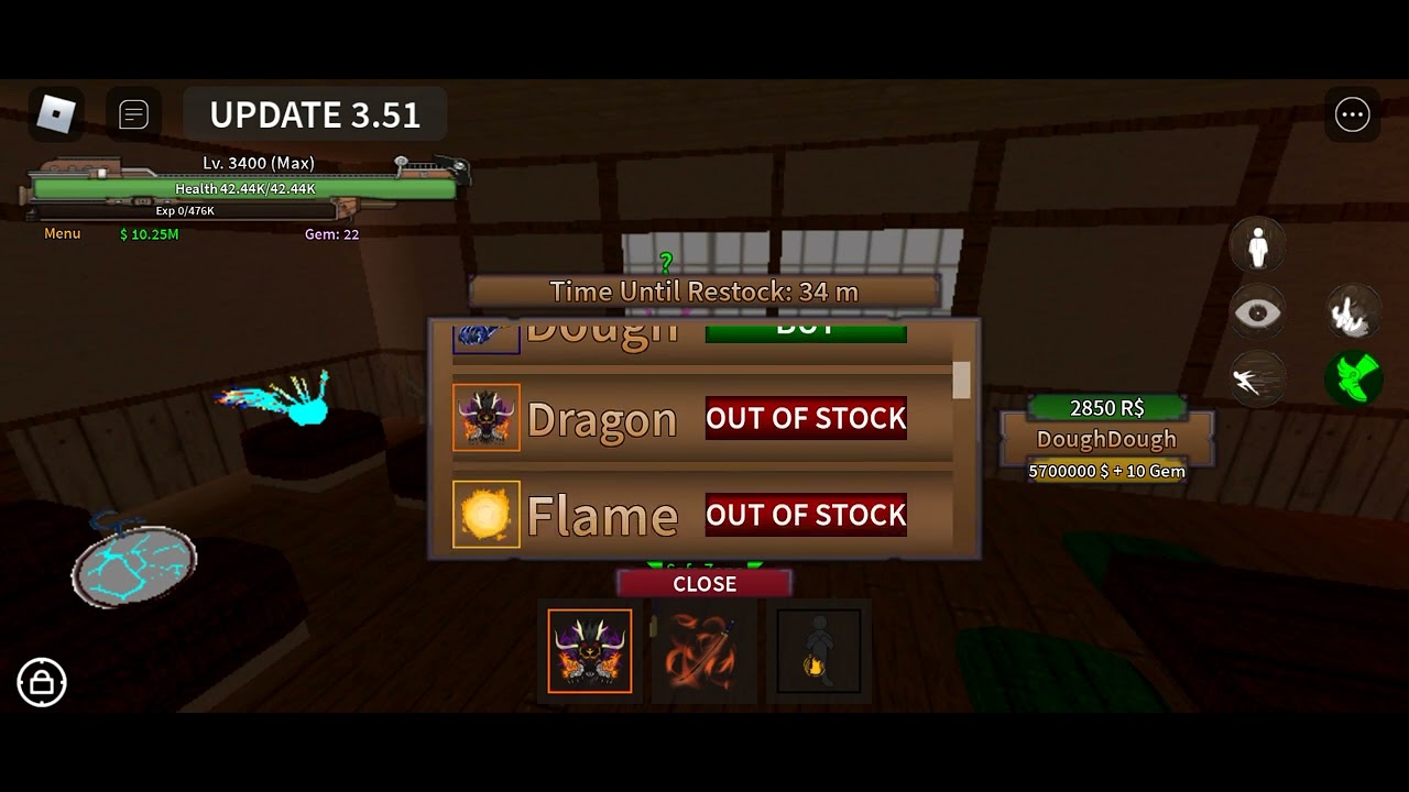 Dough fruit on stock in king legacy