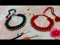 ஜூவல்லரி செட்/ crochet necklace set with beads at home