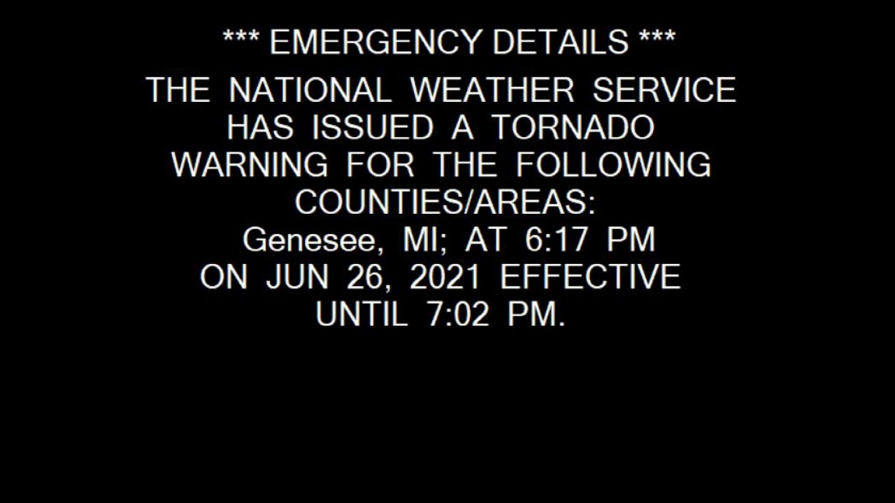 Tornado Warning EAS in Flint, MI