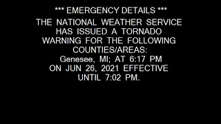 Tornado Warning EAS in Flint, MI