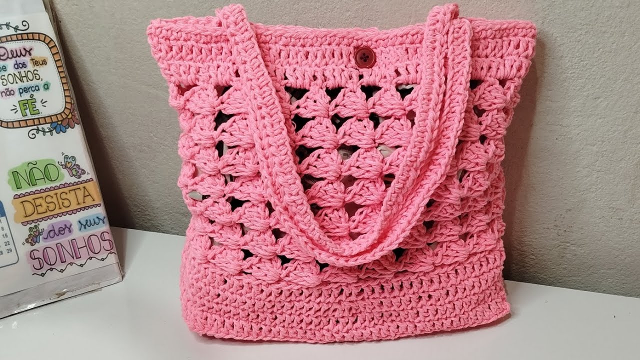 Bolsa de crochê prada em Barbante modificada Oficial Muito fácil rápida e econômica passo a passo
