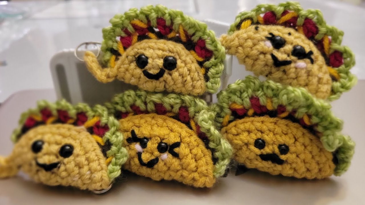 Crochet Taco Amigurumi Keychain Crocheting Around My Kitchen Table