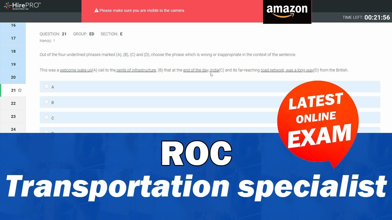 Amazon Transportation Specialist Interview Process ROC Online
