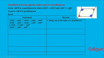 Quadrilateral having opposite angles equal is a parallelogram.