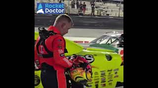 Justin Allgaier confronts Jesse Love after contact racing for the win at Bristol