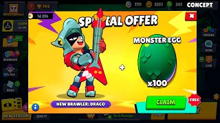 🤤NEW BRAWLER DRACO IS HERE!!!✅😍 CLAIM THE BEST GIFTS FROM SUPERCELL🎁🦖 | Brawl Stars