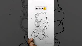 Famous drawing bart Simpson in 5 sec, 30 min and 2.5 hr #shorts Wealth