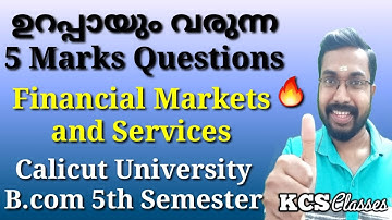 5 Marks Questions that will definitely come|Financial Markets and Services|Calicut University Bco...