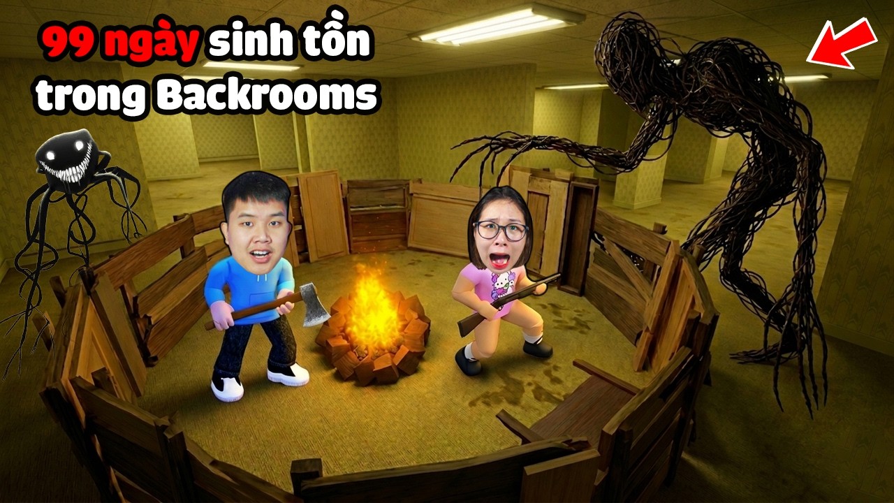 99 ngày sinh tồn Backrooms gặp toàn quái vật đen sì đáng sợ !? Liệu bqThanh & Ốc Có Sống Sót