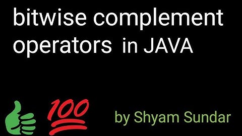 bitwise complement operators in java in hindi || Shyam Sundar