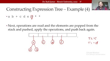 COMP2321 - Trees 5 - Constructing Expression Tree. Dr. Radi Jarrar