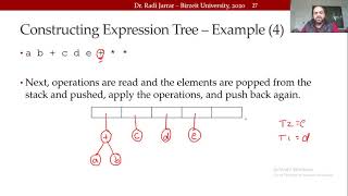 COMP2321 - Trees 5 - Constructing Expression Tree. Dr. Radi Jarrar