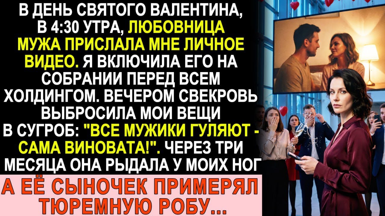 В День святого Валентина любовница мужа прислала видео. Я включила его на собрании холдинга