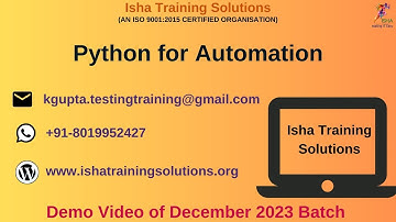 Python for Beginner, Python for Automation Demo  Pls call or whatsappus on +91 8019952427 to enroll
