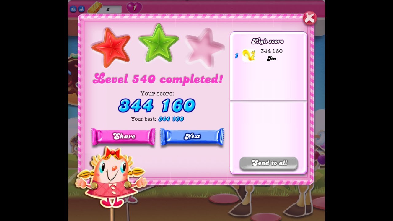 Candy Crush Saga Level 540 ★★ NO BOOSTER - YouTube