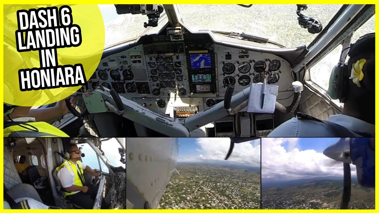 Captain Jerry performing PERFECT SPOT-ON Dash 6 Landing in Honiara ...