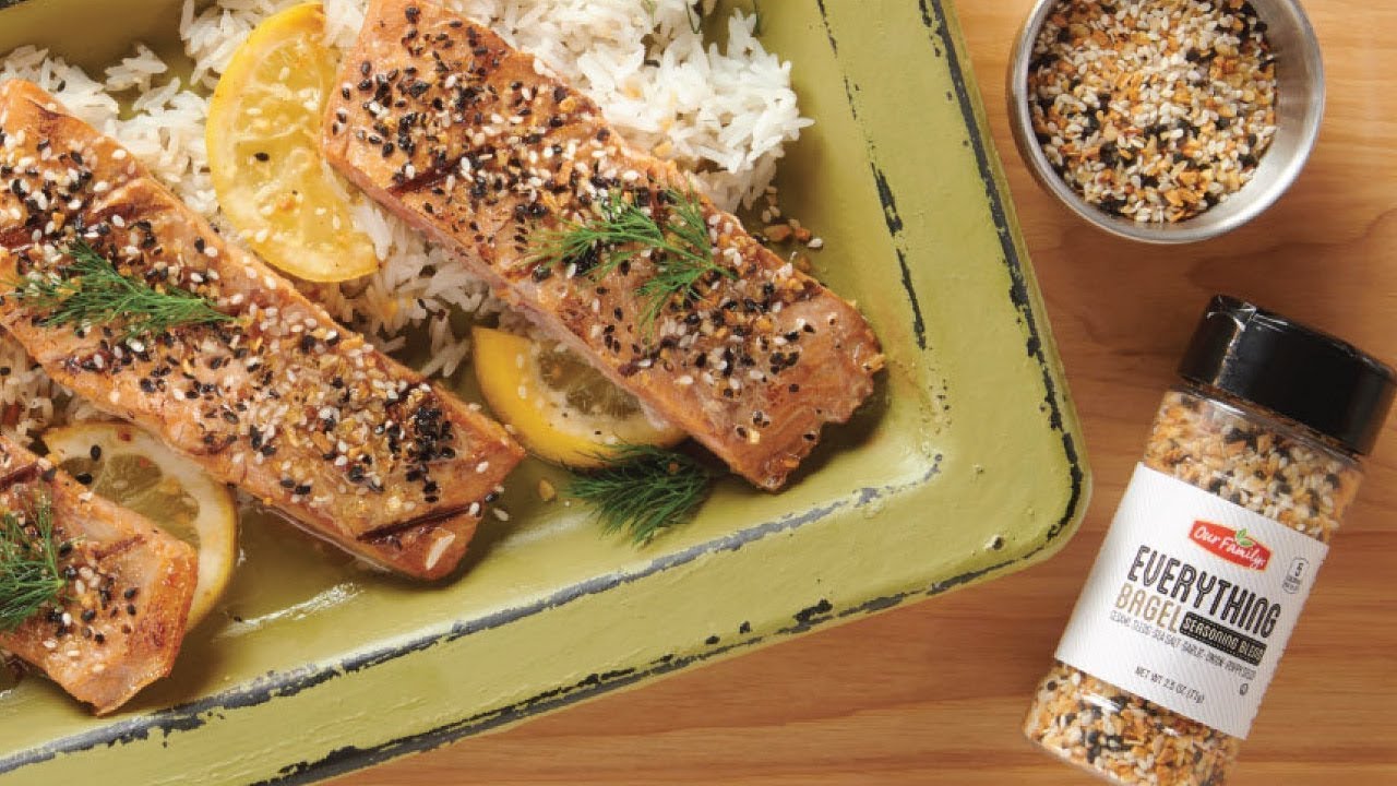 Our Family® Everything Bagel Seasoning Blend - Glazed Salmon and Scrambled Eggs