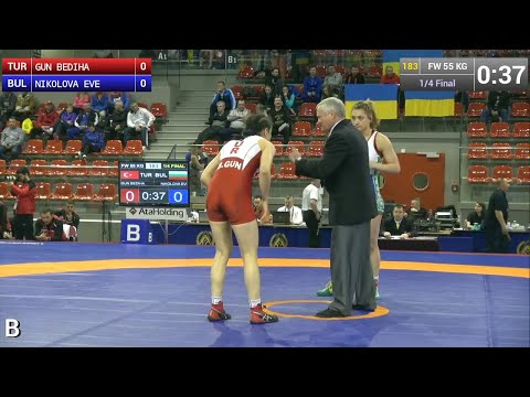 Quarterfinal FW 55 Kg Evelina NIKOLOVA BUL Df Bediha GUN TUR 6 3