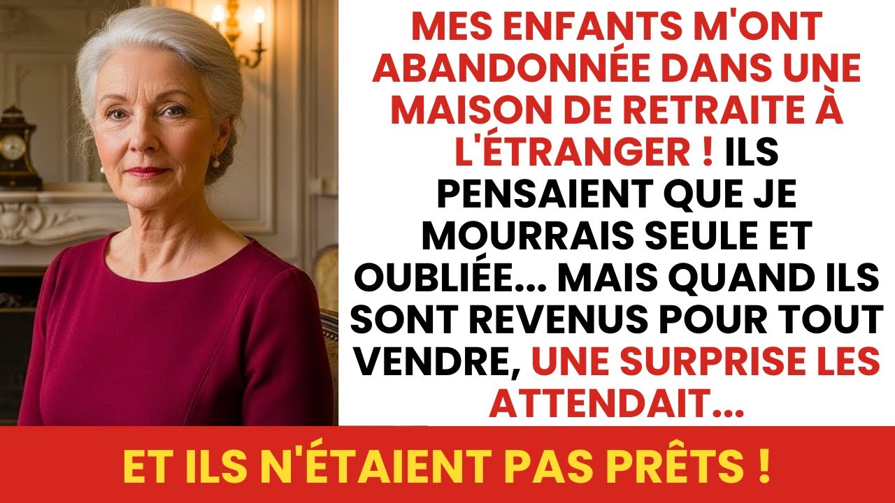 Je devrais être morte maintenant, dans une maison de retraite à Bruxelles, oubliée par mes propres enfants. Mais j’étais derrière cette porte quand ils ont comploté, quand mon fils a compté mes...