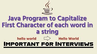 Java program to Capitalize the first character of each word in a string | Program 4 | In Telugu