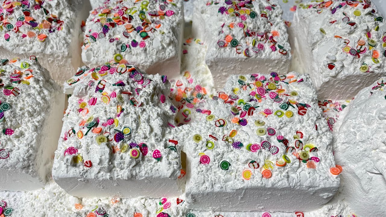 Soft Gym Chalk Topped With Cornstarch & Mini Clay Fruit Slices - YouTube