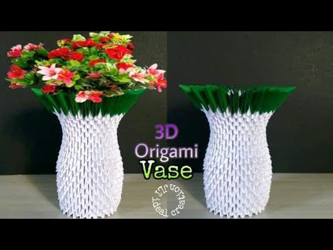 3D Origami vase - tutorial | DIY paper craft vase | How to make vase using paper