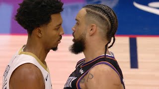 Dillon Brooks tech for telling ref not to touch him then has words with Zion Williamson