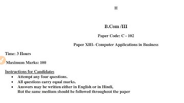 Sol du B.com Computer Application in Business question paper 3rd Year (OBE) 2021