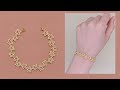 DIY Beaded Star Lace Bracelet with Gold Seed Beads. How to Make Easy Beaded Bracelet. 手工串珠制作星形蕾丝手链