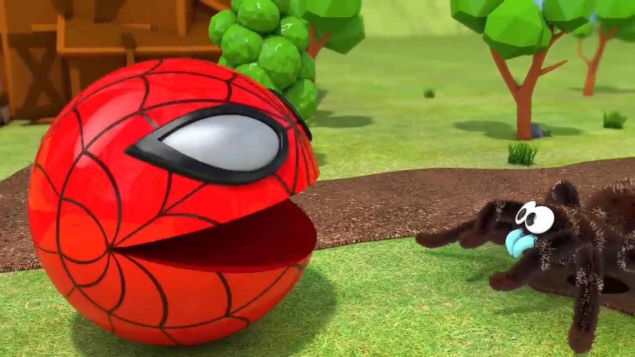 Spider Pacman Colorful watermelon surprises with spider Pacman #colors #pacman - YouTube