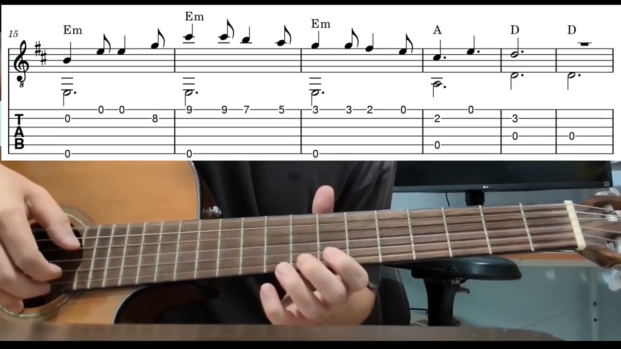 Doraemon no Uta - Easy Fingerstyle Guitar Playthrough Tutorial Lesson With Tabs