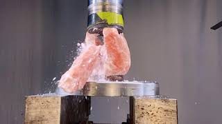 Himalayan salt satisfying chunking SLOW MO - 100 Ton Hydraulic Press Slow Mo Extras!