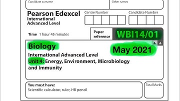 Pearson Edexcel International A level biology unit 4 May 2021