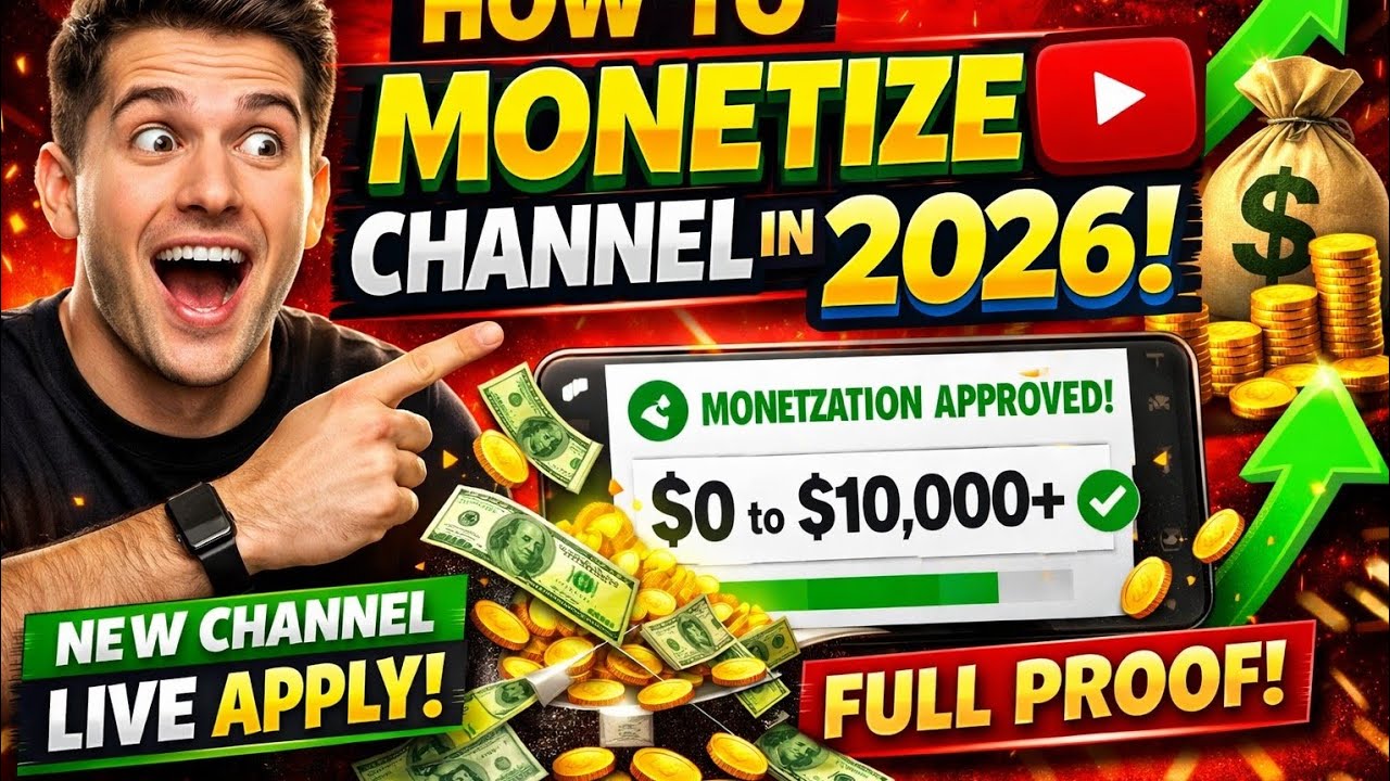 How to Monetize YouTube Channel in 2026 | New Channel Live Apply ( Full ...