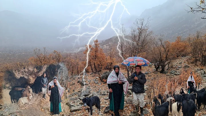 🌧️ Nomadic life: Taking refuge in a cave during heavy rain and storms