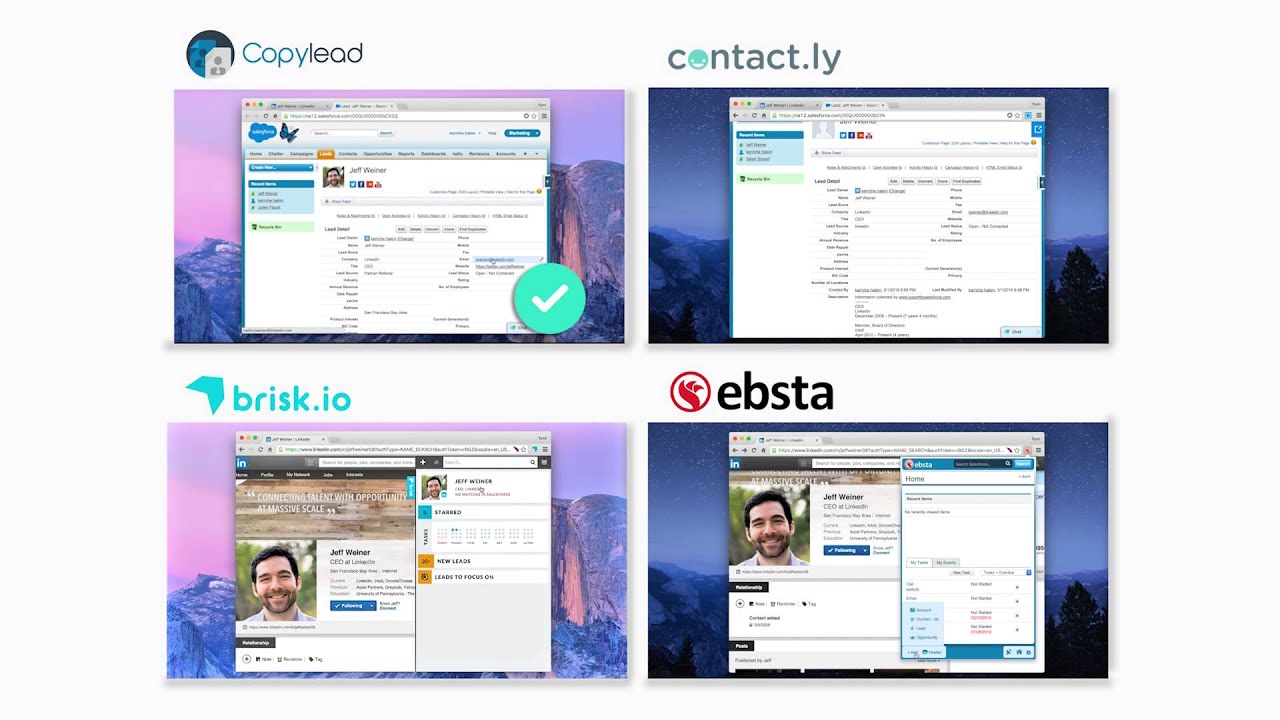 Copylead vs Contactly vs Brisk.io vs Ebsta