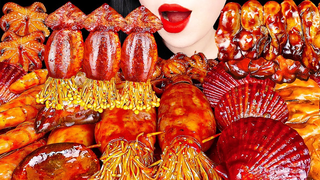 ASMR MUKBANG| Spicy FLEX Seafood Boil Octopus, Squid, Oyster, Enoki Mushroom Cooking&Eating Korean먹방