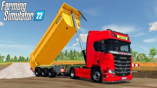 Farming Simulator 22 - SCANIA R SATTEL Dump Truck Unloads Rubble