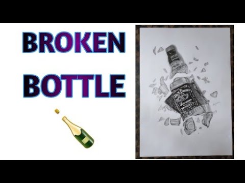 How to draw broken glass, broken bottle || How to do shading and