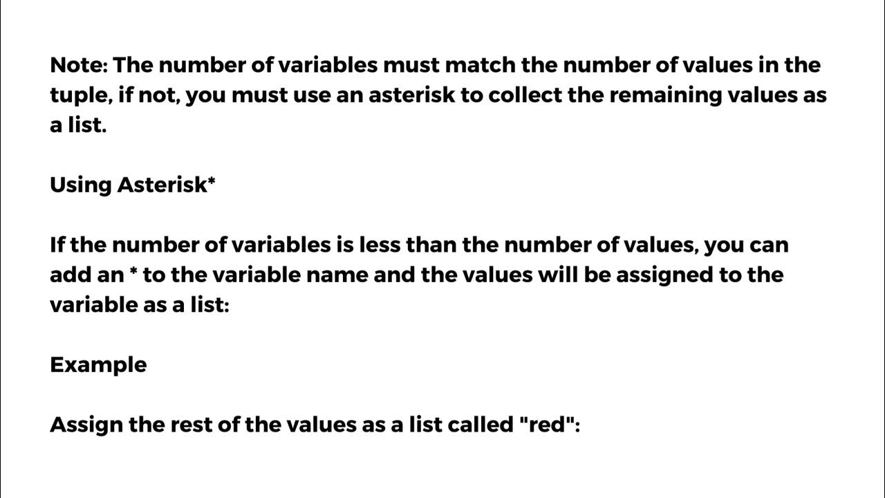 Pack / Unpack Tuples in Python || Using Asterisk ( * ) - YouTube