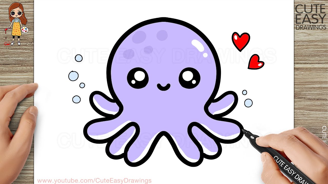 Tuyệt vời Octopus cute drawing Cho trẻ em vẽ và tô màu