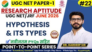 22. Hypothesis | UGC-NET/JRF JUNE 2026 | UGC NET Paper-1| Dr. Hardeep Sir