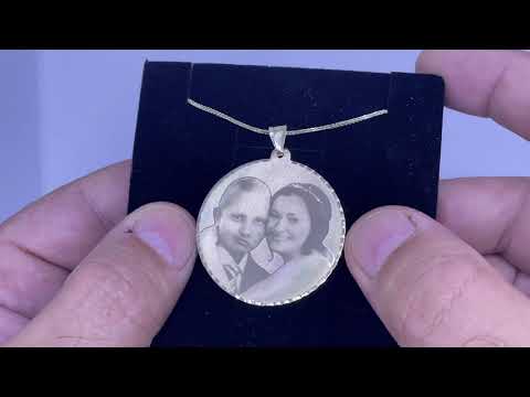 Photo engrave on 4 Cm huge 14K gold pendant
