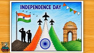 Independence Day Poster Drawing 15 August Drawing Color Pencil Art Tutorial