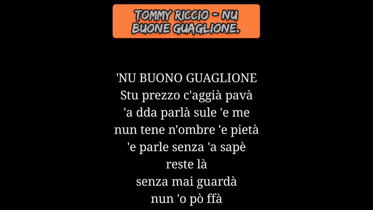 Tommy Riccio - Nu Buone Guaglione. Base Karaoke.