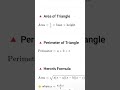 #formulas #Area of triangle, perimeter of triangle, heron 's....